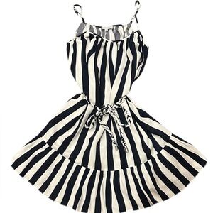 NWOT Gianni Bini linen blend navy and white sundress with braided belt